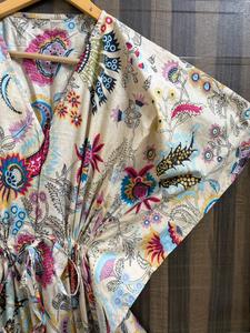 Women Mirchi Print Cotton Maxi <b>Kaftan</b> Dress Handmade Boho Beach Cover up Regular Fit <b>Summer</b> Daily Breathable Lounge Wear Resort - Product Image 2