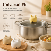 Lève-couvercle en silicone mignon, résistant à la chaleur et anti-débordement, outil de cuisine et de restaurant, pour ouvrir les casseroles à soupe, accessoire de cuisine