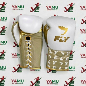 Gants de boxe professionnels en cuir véritable à lacets, équipement d'entraînement et de combat, couleurs personnalisées et logo imprimé - Product Image 2