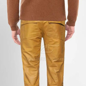 Pantalon en cuir décontracté pour homme, taille mi-haute, avec fermeture boutonnée, coupe slim, durable, confortable, style streetwear, pour le quotidien - Product Image 5