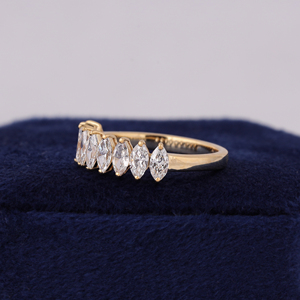 Marquise Cut Lab Diamond Half Eternity Band 14K Yellow Gold Prong Set <b>Stacking</b> <b>Ring</b> - Product Image 3