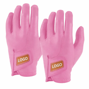 Gants de golf roses en cuir véritable à doigts entiers, unisexes, avec fermeture à enfiler, gants de sport - Product Image 1