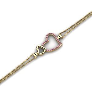Bracelet en argent sterling 925 pour femme, avec breloque cœur sertie de diamants, plaqué rhodium, sertissage griffe, bijoux fins faits à la main, produit en gros - Product Image 1