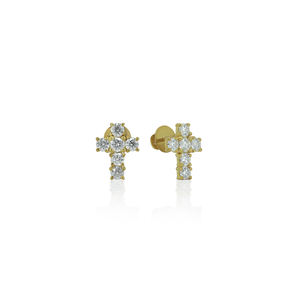Boucles d'oreilles clous en argent 925 plaqué rhodium, entièrement serties de moissanite et de diamants, couleur or jaune, cadeaux pour fiançailles, mariage, anniversaire - Product Image 4