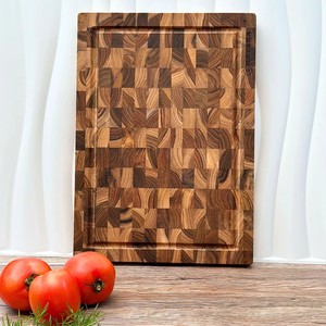 Planche à découper rectangulaire en bois d'acacia avec design mosaïque, antidérapante, écologique, durable, pour usage HORECA et restaurants - Product Image 5