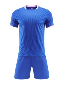 Ensemble de maillot de football géométrique jaune pour homme avec short bleu marine, polyester respirant, toutes saisons, coupe classique - Product Image 4