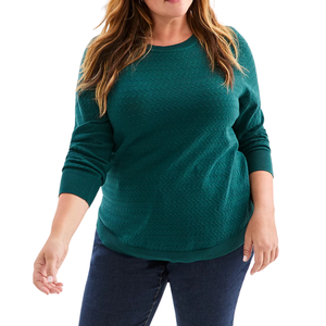 Pull en tricot à manches longues pour femmes grandes tailles, en laine/acrylique douce, décontracté, automne-hiver, mode, couleur personnalisée, logo sur le devant - Product Image 3