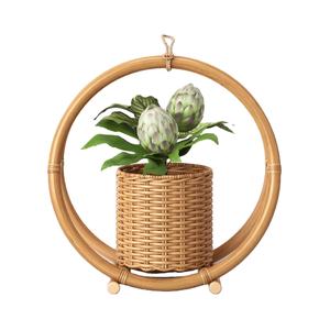 Maceta colgante de pared de ratán ecológica minimalista con Soporte redondo para balcón y jardinería casera diseño tallado a mano - Product Image 1