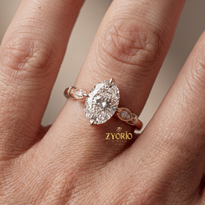 Anillo de Compromiso Vintage Delicado de Zyorio Jewels, Diamante Ovalado Cultivado en Laboratorio, Plata 925 para Mujer, Regalo de Boda, Ocasión Especial - Product Image 1
