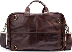 Sac messager pour ordinateur portable en cuir véritable, mallette professionnelle marron avec bandoulière réglable pour hommes et femmes - Product Image 3