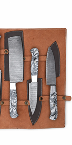 Coffret de 5 couteaux de chef LEGACY BLADES, acier Damas 67 couches, faits main, durables, tranchants, ambidextres, manche en résine professionnelle - Product Image 5