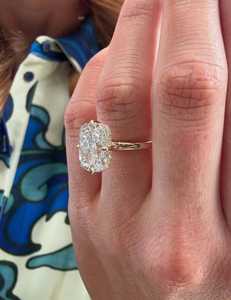 Signet 3.02CT Cushion Cut Diamond Elongated <b>Ring</b> 14K Yellow Gold Lab Grown for Unisex IGI Certified Romantic <b>Proposal</b> Gift Her - Product Image 4