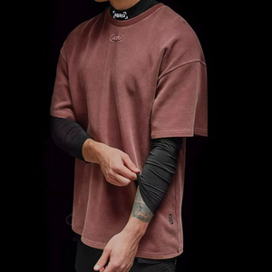 เสื้อยืดผู้ชายคุณภาพสูง ผ้าฝ้าย ดีไซน์โอเวอร์ไซส์  แบบวินเทจ  โลโก้สั่งทำได้  ฟอกสีแบบเอซิดวอช - Product Image 5