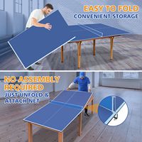 Table de tennis de table D0100XTK8PX 8 pieds bleue pliable portable pour jeux d'intérieur avec filet en matériau PP
