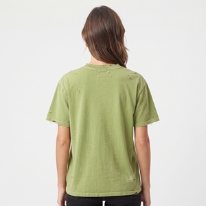Women's Vintage <b>Distressed</b> Printed T Shirt Ripped Hole Streetwear Casual Short Sleeve Regular Fit Fashion <b>Top</b> - Product Image 6