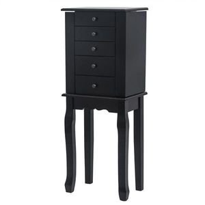 Armadio Portagioie Verticale con Specchio, 5 Cassetti, 6 Ganci per Collane, Mobile Contenitore Superiore, Organizer a 2 Lati - Product Image 4