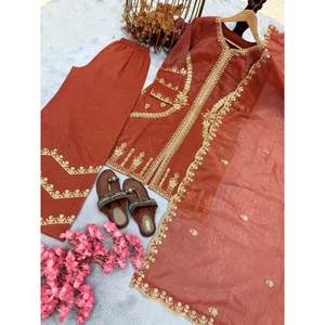 Top y Dupatta de diseñador para mujer, ropa de fiesta elegante, aspecto Plazzo - Product Image 5