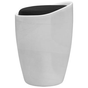 White and Black Faux <b>Leather</b> <b>Stool</b> & Ottoman Stylish Home Dcor Accessory - Product Image 2