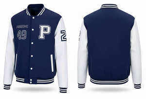 Chaqueta de Béisbol Personalizada con Estampado Invernal, Unisex, Estilo Urbano, Deportiva, Casual, Lisa, sin Estampado, Universitaria, con Cuello Alto - Product Image 5