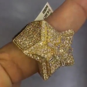 Passed Diamond Tester Hiphop 925 Sterling <b>Silver</b> Diamond Cluster Star <b>Ring</b> for <b>Men</b> Iced Out VVS Moissanite Luxury <b>Ring</b> - Product Image 2