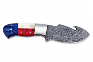 Outil de présentation du drapeau du Texas en acier de Damas artisanal, manche en bois et os, décoration métallique - Product Image 5