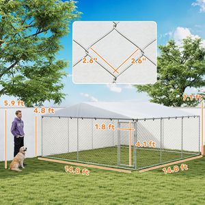 Cuccia per Cani da Esterno 4,5m x 4,5m x 2,1m per Cani di Piccola, Media e Grande Taglia con Tetto Impermeabile, Cuccia e Arredamento per Animali Domestici Argento - Product Image 3