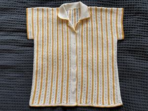 Crochet Blouse | Striped Knit Top for Women | Boho Picnic Style Viscose/Cotton Short Sleeve - Product Image 5