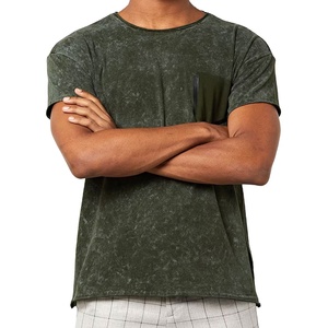 Men's Casual <b>Acid</b> Wash Vintage Cotton T-Shirts 100% Knitted High Street <b>Drop</b> Shoulder Custom O-Neck Print Short Sleeves - Product Image 1