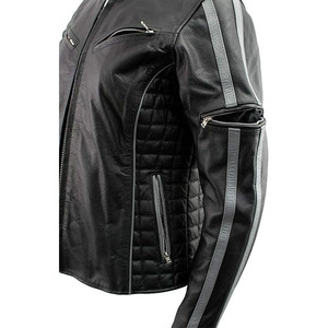 Chaqueta de Motociclista Clásica de Cuero y Textil para Mujer SAMROZ SPORTS - Uso Durante Todo el Año - Product Image 4