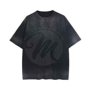 T-shirt classique effet délavé au soleil 100% coton T-shirt effet délavé au soleil Tissu lisse T-shirt effet délavé au soleil - Product Image 2
