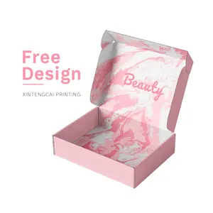 Free Design / Fast Turnaround Pink Custom Printed B Flute Corrugated Paper Packaging Box for Makeup / Beauty / Clothing / Snack