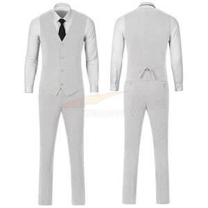 Conjunto de Traje Borgoña Transpirable para Hombre con Camisa Blanca y Corbata Negra para Uniforme de Oficina Corporativa para Adultos - Product Image 3