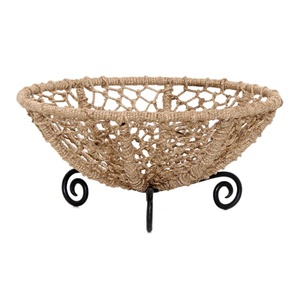Panier de Fruits en fil de fer blanc, panier de rangement de cuisine enveloppé de corde métallique - Product Image 1