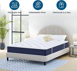 Matelas Eurp Top Spring 10 pouces, matelas hybride à ressorts ensachés, 5 zones, ressorts ensachés individuels, respectueux de l'environnement - Product Image 3