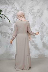 Elegante Abaya Casual de Verano para Mujer, Tela Ligera y Transpirable, Larga hasta el Suelo, Manga Larga, Cuello Barco, Secado Rápido, Color Sólido - Product Image 5