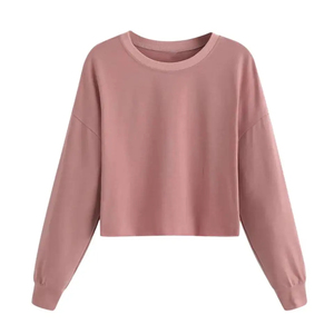 Wholesale Custom Design Stylish Long Sleeve Crew Neck Crop Top Knitted Women's <b>Sweatshirts</b> Custom Logo Colors <b>Leopard</b> <b>Print</b> - Product Image 4