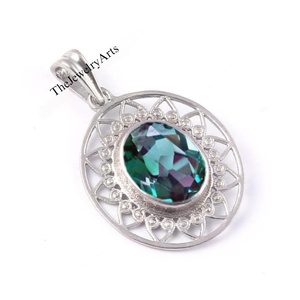 Oval <b>Alexandrite</b> Pendant <b>Necklace</b> 925 Sterling Silver Trendy Women's Anniversary Gift June Birthstone VVS Clarity IGI Certified - Product Image 2