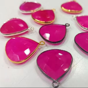 Chalcedoine rose naturel en forme de cœur, 20 mm, briolette, boucle simple, breloques - Product Image 6