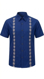 Men's Striped Knitted Short Sleeve Polo Shirt Button <b>Down</b> Casual Color Blocked Design Regular Fit Green Blue - Product Image 3