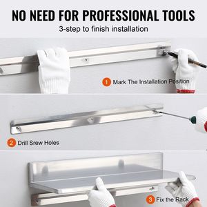 8.6\" X 30\" Commercial <b>Wall</b> <b>Mounted</b> Stainless Steel Floating <b>Shelves</b> 44 Lbs Load Capacity Heavy Duty Backsplash 44 Lbs Load - Product Image 2