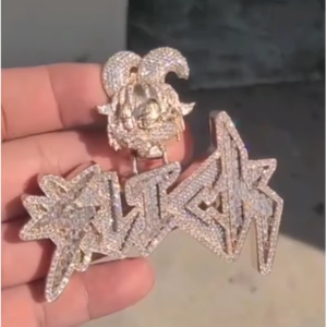 Colgante de Letra Personalizado de Hip Hop con Diamantes Moissanita D VVS, Chapado en Oro Sólido sobre Plata 925, Colgante con Inicial de Nombre - Product Image 1