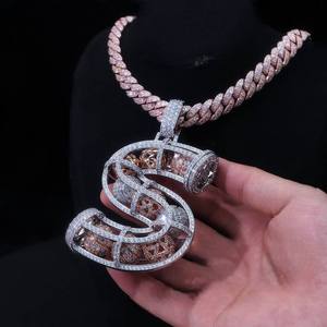 Colgante de Moissanita con Letra Personalizada, Estilo Hip Hop Iced Out, de Plata 925 Bañada en Rodio, Joyería para Uso Diario - Product Image 2