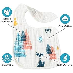 Bavoirs en mousseline de bambou 100% - Tissu biologique, fermeture à pression, parfaits pour la dentition - Product Image 2