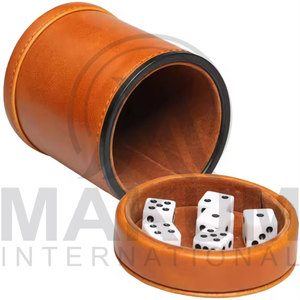 Handmade Embossed Custom Color Logo Durable Eco-Friendly High Quality Piece Leather <b>Dice</b> Cup & Shaker - Product Image 4