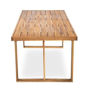 Set da Pranzo Moderno da Esterno in Legno di Acacia, 7 Pezzi: 6 Sedie e 1 Tavolo Grande per Giardino, Prato o Terrazza - Product Image 6