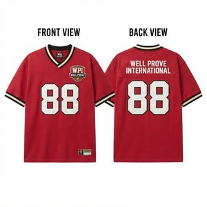 เสื้ออเมริกันฟุตบอล 220 GSM ระบายอากาศได้ดี เป็นมิตรกับสิ่งแวดล้อม แผงข้างตาข่ายสีขาว พิมพ์ลายดิจิทัลตามสั่ง ปักลาย Tackle Twill - Product Image 4