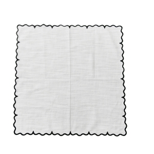 Serviette en tissu de coton noir élégante avec bordure festonnée pour les banquets - Product Image 2