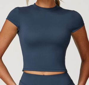 T-shirt de sport décontracté pour femme, style européen et américain, col rond, ajusté, manches courtes, respirant, avec logo frontal - Product Image 6