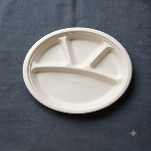 Plato Redondo de 11 Pulgadas con 4 Compartimentos, Hecho de Bagazo, Apto para Alimentos, Compostable, Fibra de Caña de Azúcar - Product Image 4