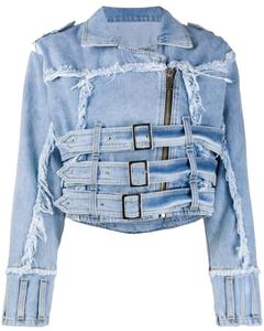 Veste en jean vintage personnalisée pour l'hiver, style formel et streetwear décontracté, avec broderie imprimée patchwork et décoration boutonnée - Product Image 1